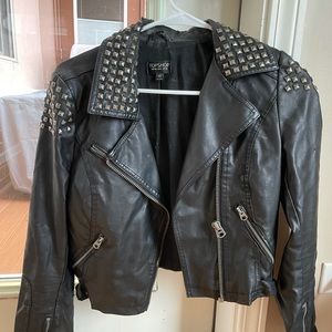 Topshop studded leather jacket